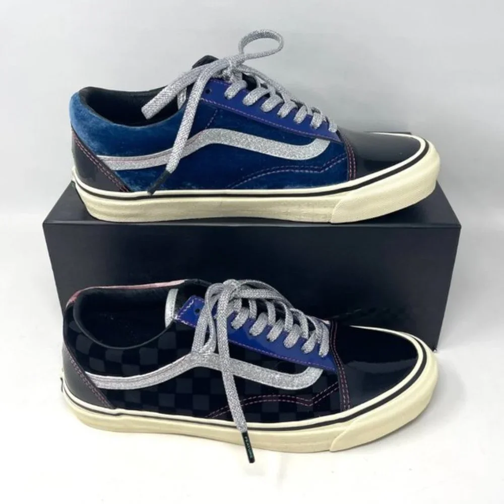 Vans Og Old Skool Lx Black Skateboarding Women Velvet Patent Leather VN0A38FW03E